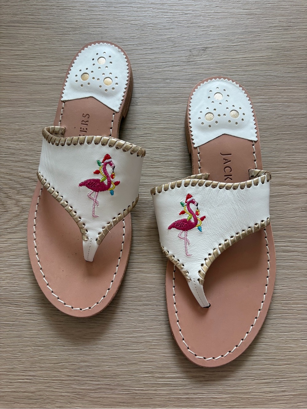 Jack Rogers Flamingo Christmas Lights Sandals Size 6.5
